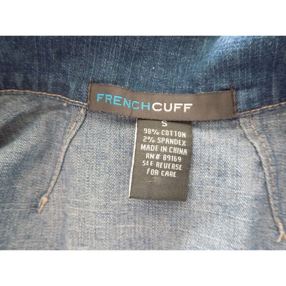French Cuff denim blazer jacket coat size Small - Picture 5 of 5